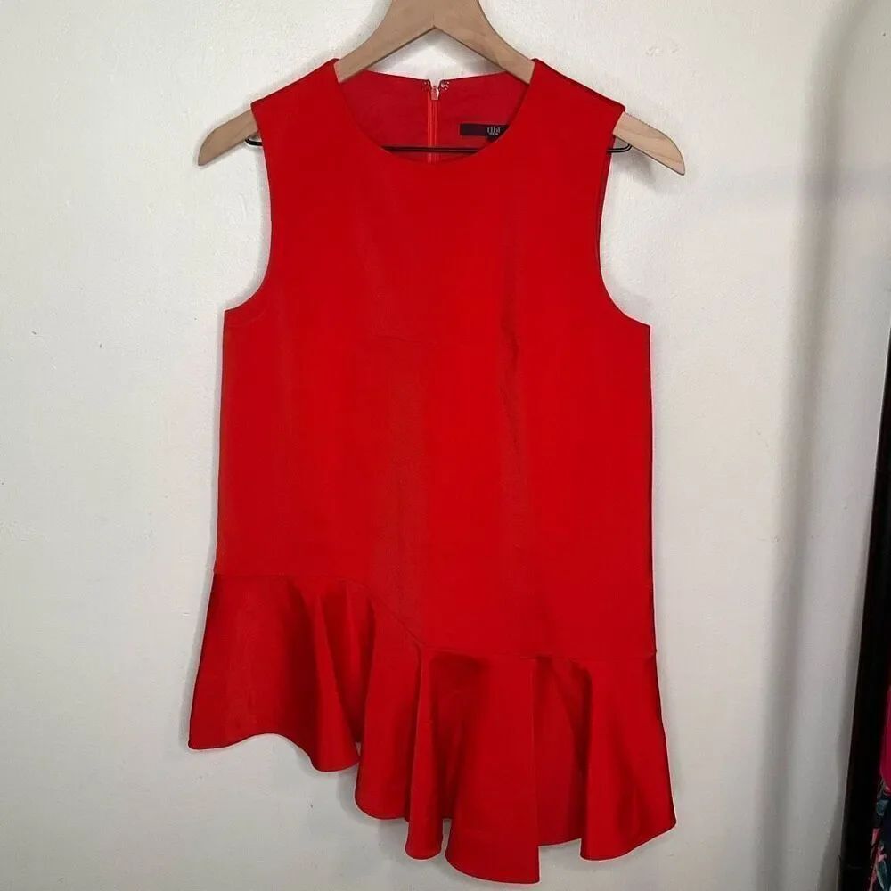 Tibi Stretch Faille Asymmetrical Ruffle Tunic Top - Picture 2 of 8